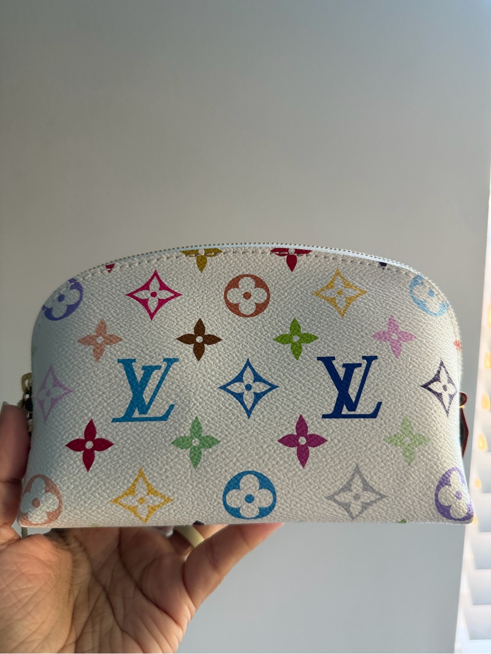 Louis Vuitton White Multicolor Monogram Cosmetic Pouch PM